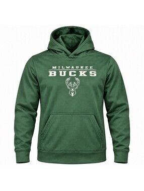 NBA Milwaukee Bucks Authentic Hoodie Men’s XL Green Long Sleeve Logoman NWT